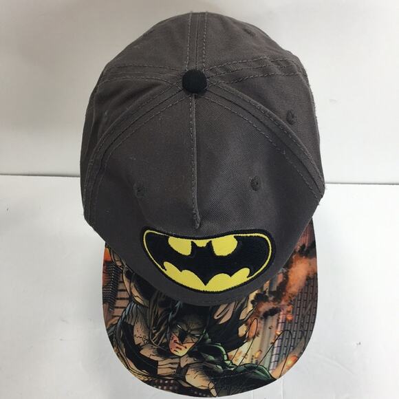 Batman DC Comics Youth Size Snapback Hat Cap Dark Gray w/Graphic & Bat Patch - Picture 7 of 14
